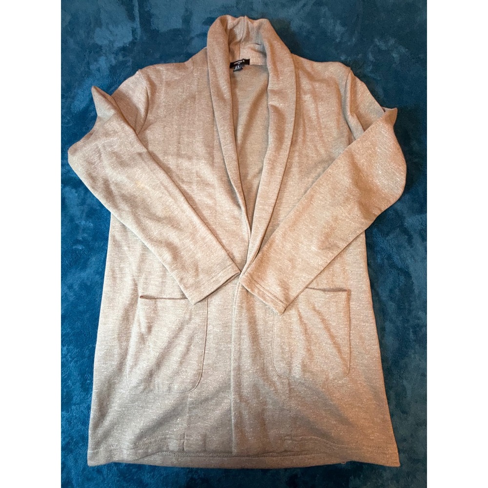 Forever 21 Men Shawl Collar Cardigan Sweater Tan Heather Open Front Medium M